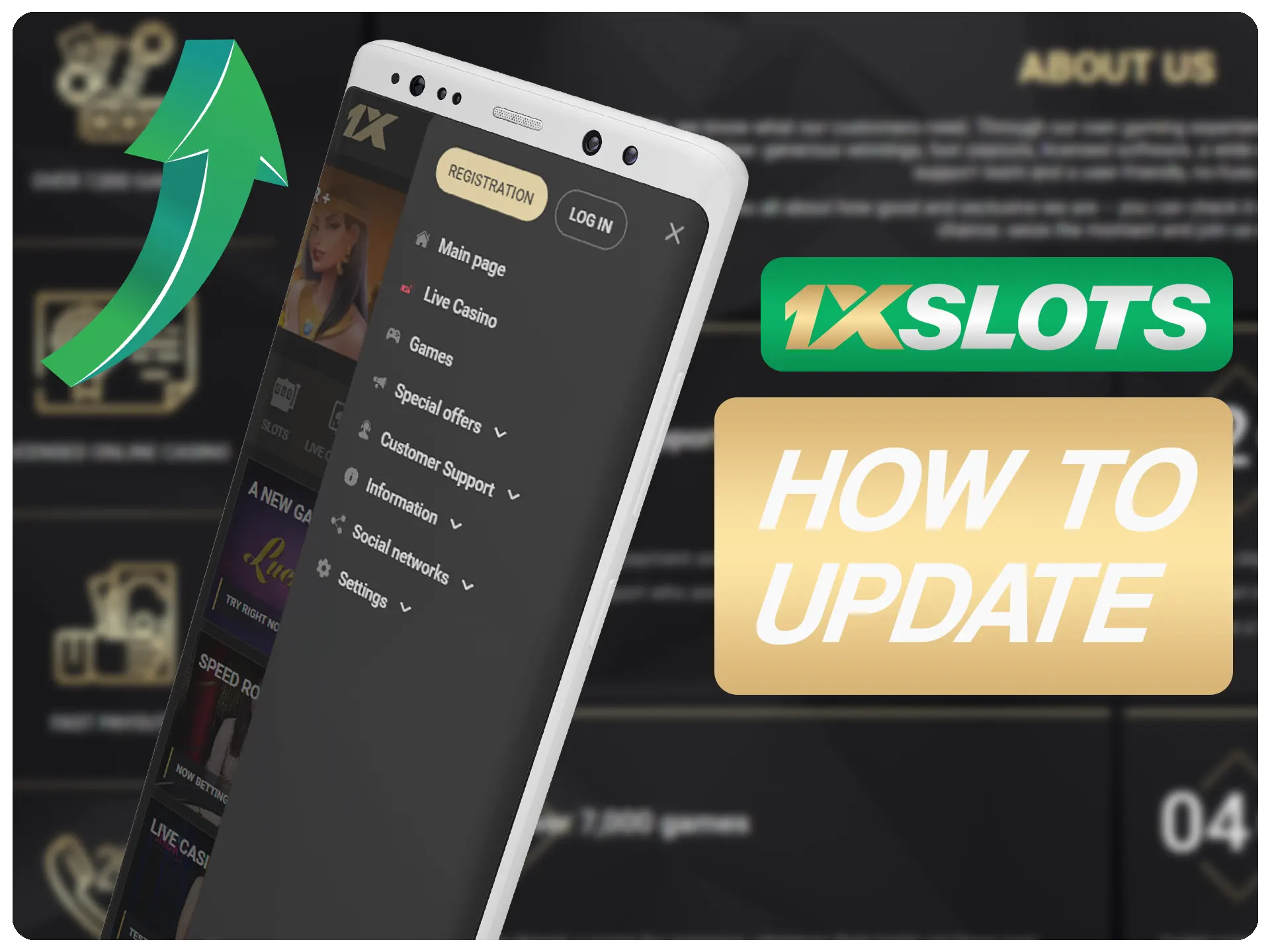 Update 1xSlots app by logging in.