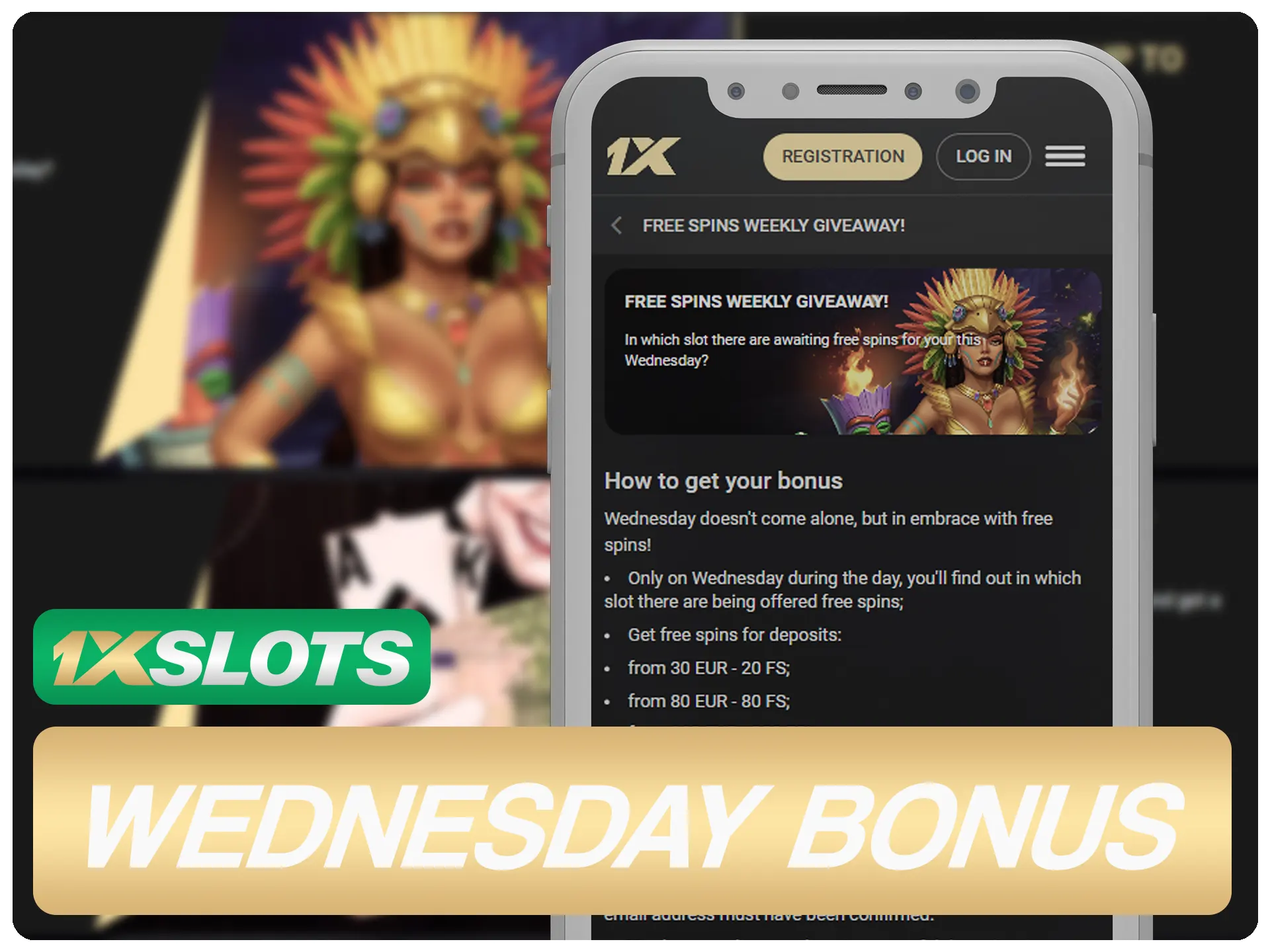 Get wednesday bonus each week at 1xSlots.