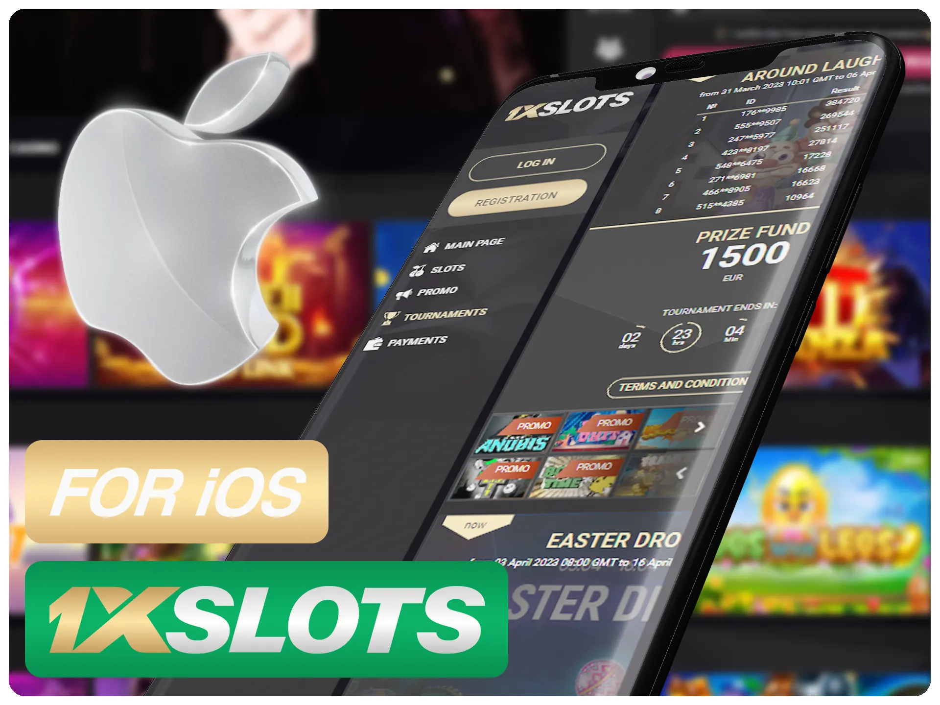 Install 1xSlots app on any of your iOS devices.