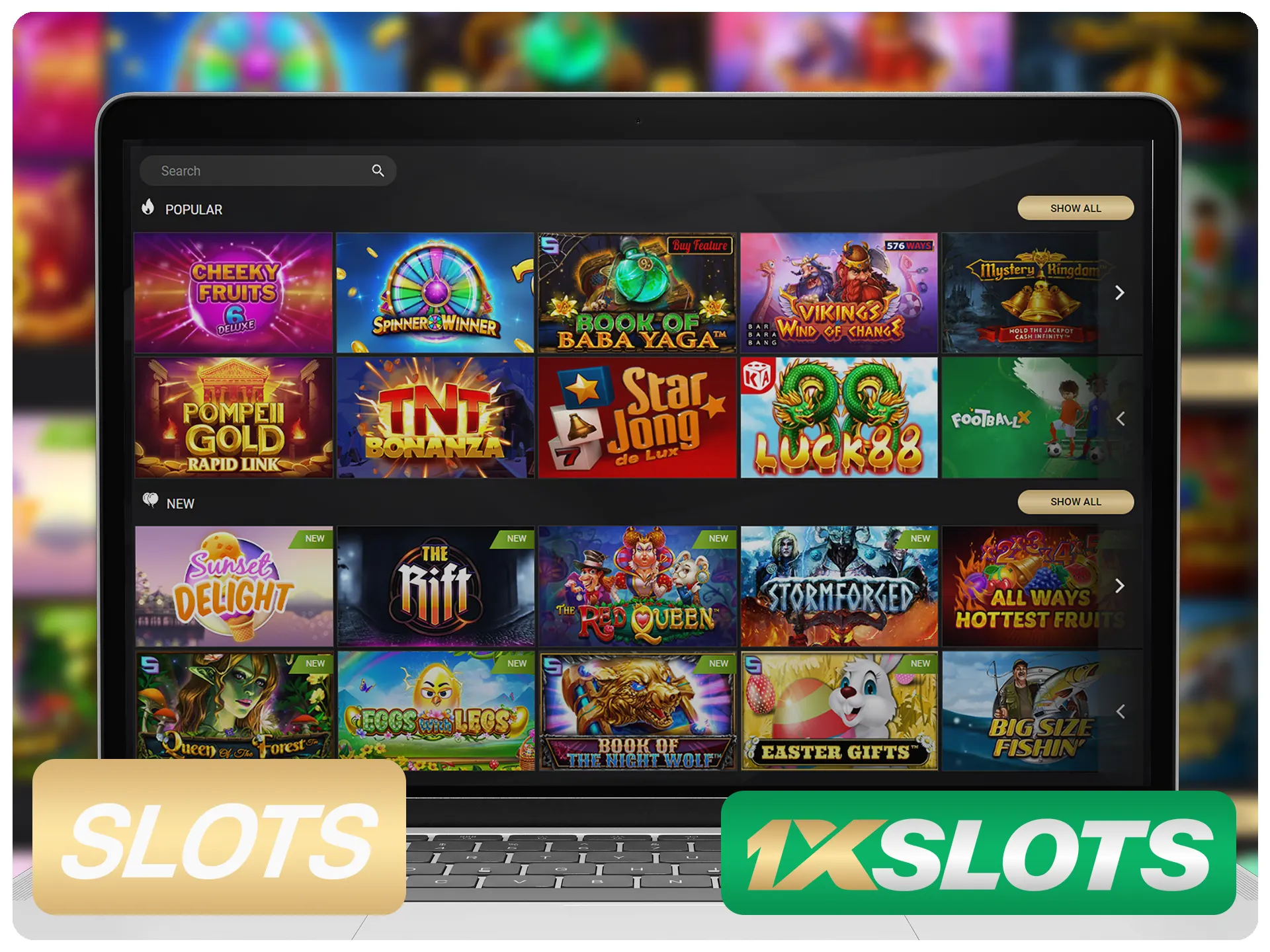Search for your favourite slots to play at 1xSlots.
